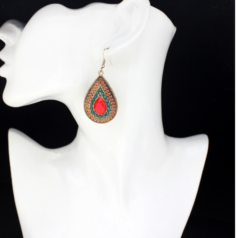 ●NEW drop shaped bohemian pendant earrings - Picture 2 of 4